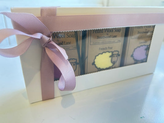 Felted Wool Soap Bar Cottage Garden 3 Pack Gift Set