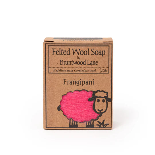 felted wool soap bar frangipani exfoliate