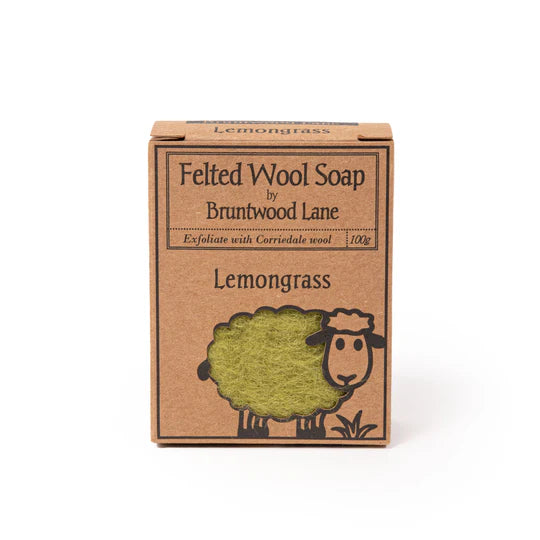 felted wool soap bar lemongrass exfoliate