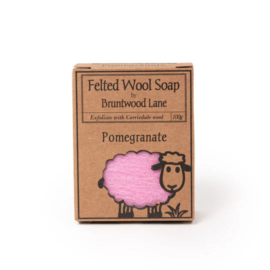 felted wool soap bar pomegranate exfoliate