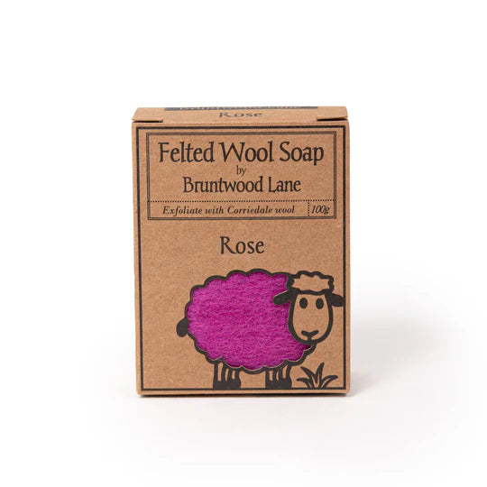 felted wool soap bar Rose exfoliate