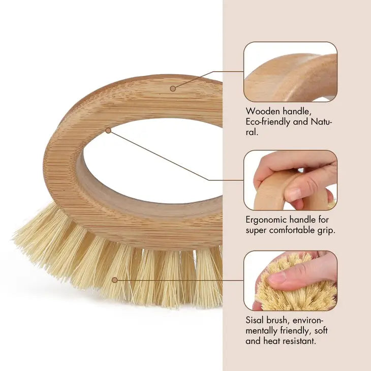 wooden handle fibre brush