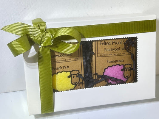 Felted Wool Soap Bar Mediterranean 2 Pack Gift Set