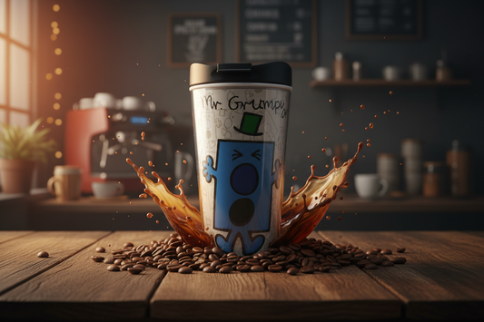 Mr Men, Mr Grumpy Travel Coffee Mug , Keeps it hot with sipper lid