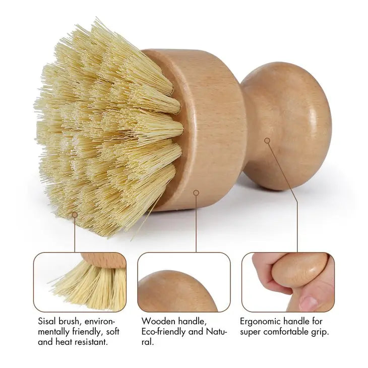 ergonomic wooden handle sisal brush fibre