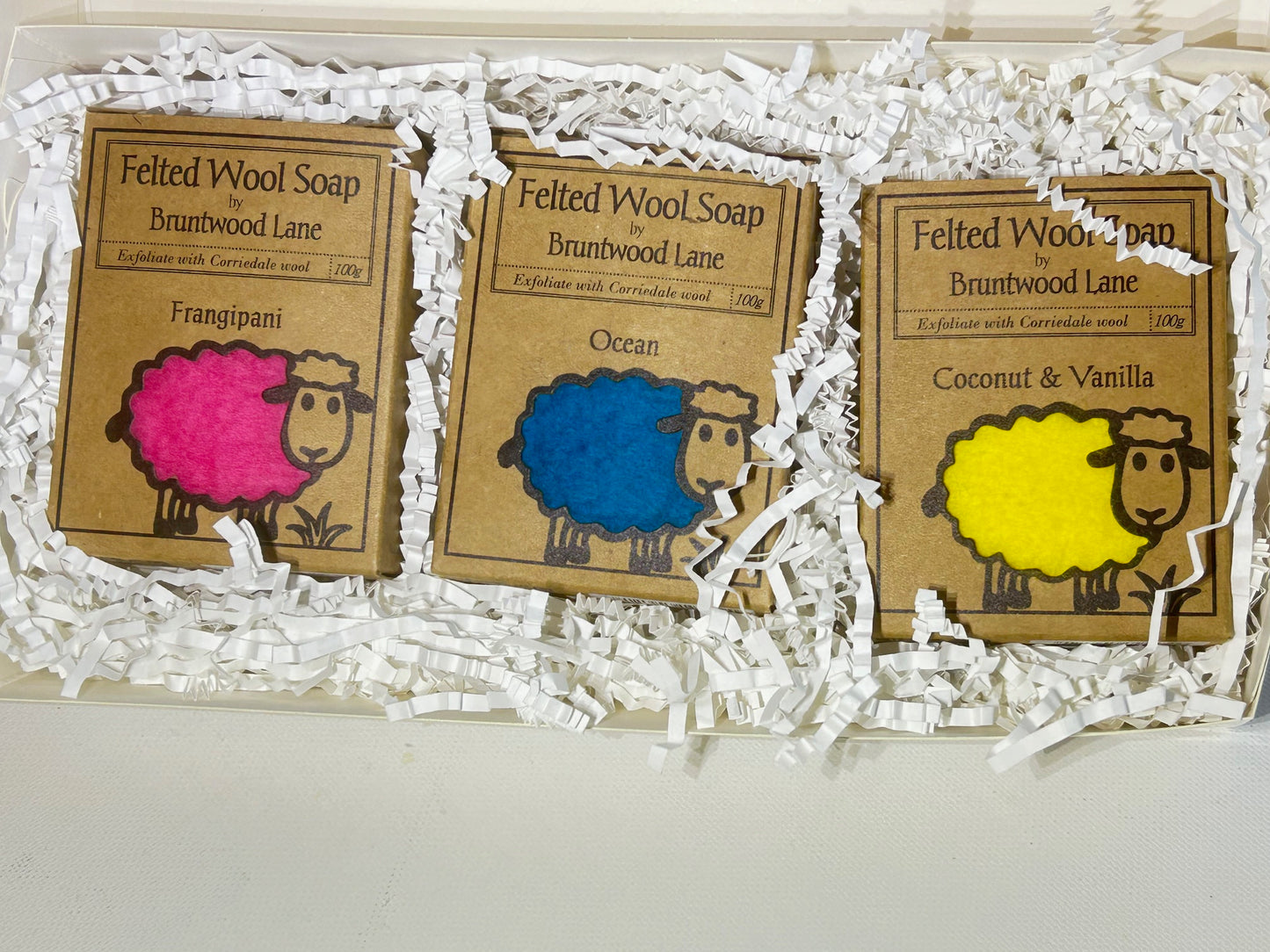 Felted Wool Soap Bar Tropical 3 Pack Gift Set