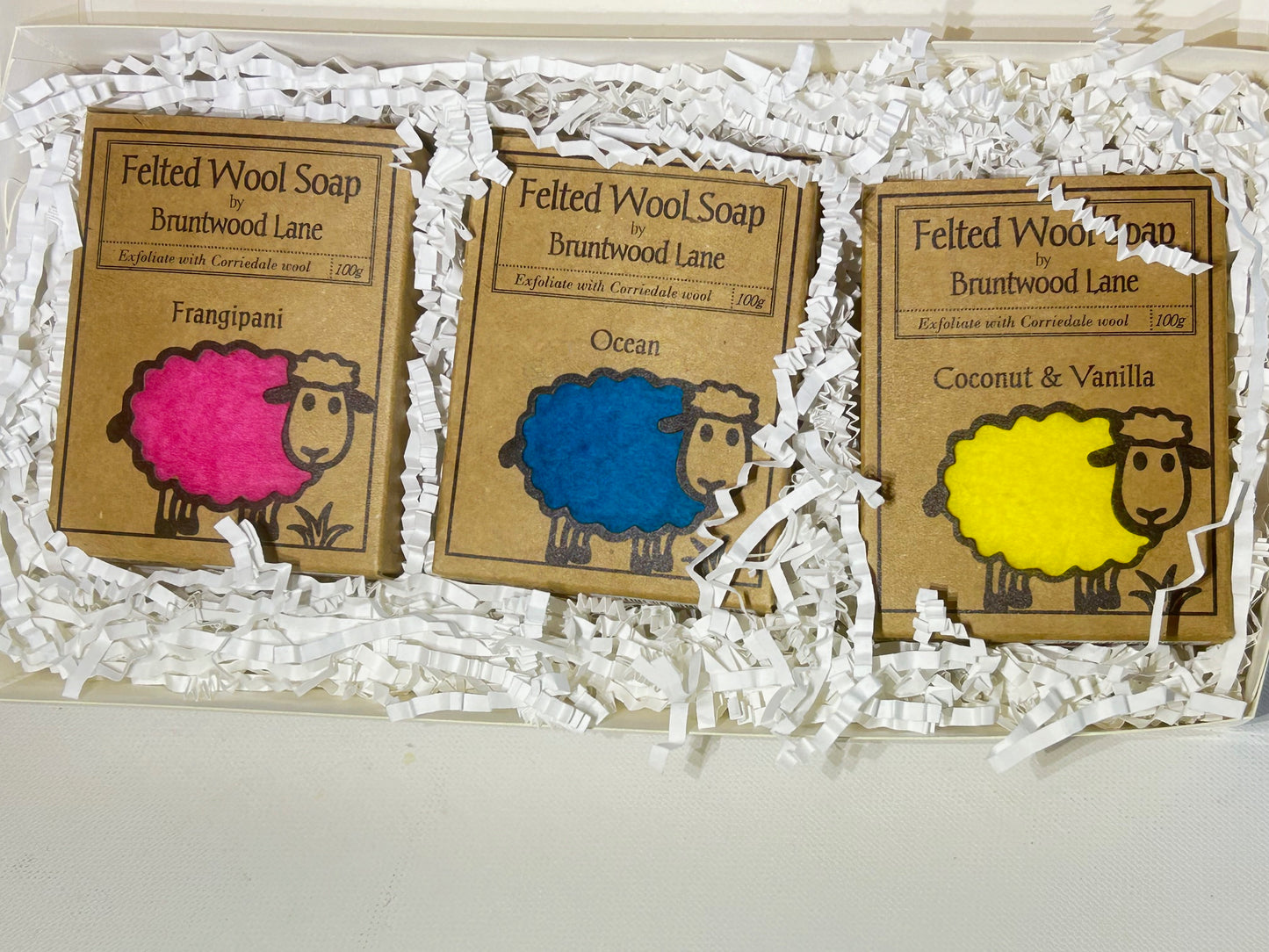 Felted Wool Soap Bar Tropical 3 Pack Gift Set