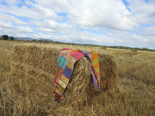 kantha cotton patchwork scarf