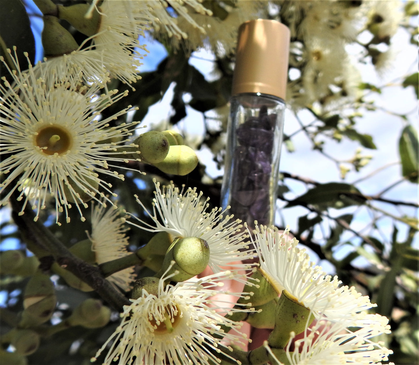 essential oil crystal roller, natural and in nature