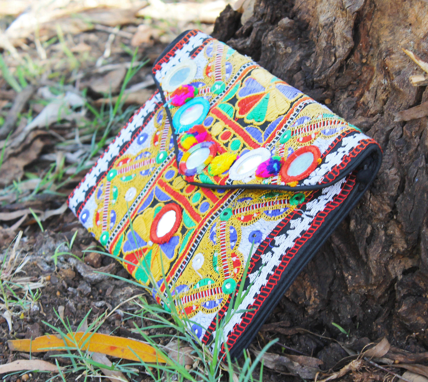 banjarra patchwork clutch bag