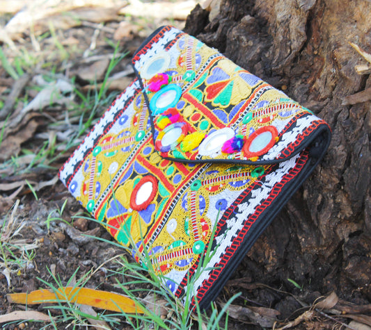 banjarra patchwork clutch bag