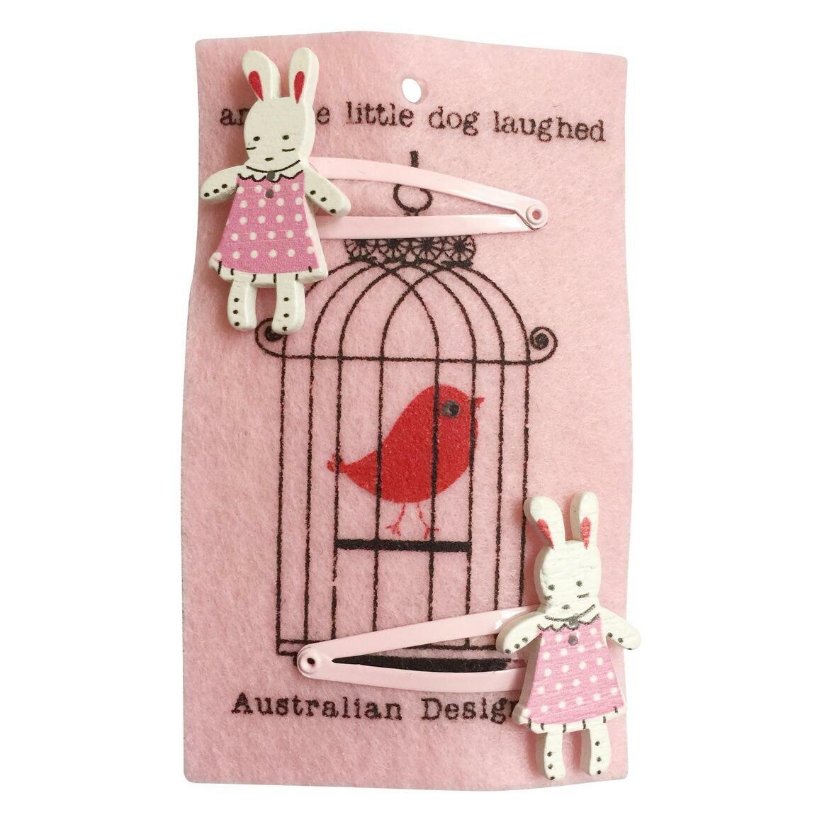 rabbit hairclips, light pink, Australian designed