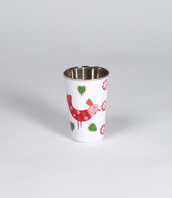 enamel drinking tumbler white chicken design