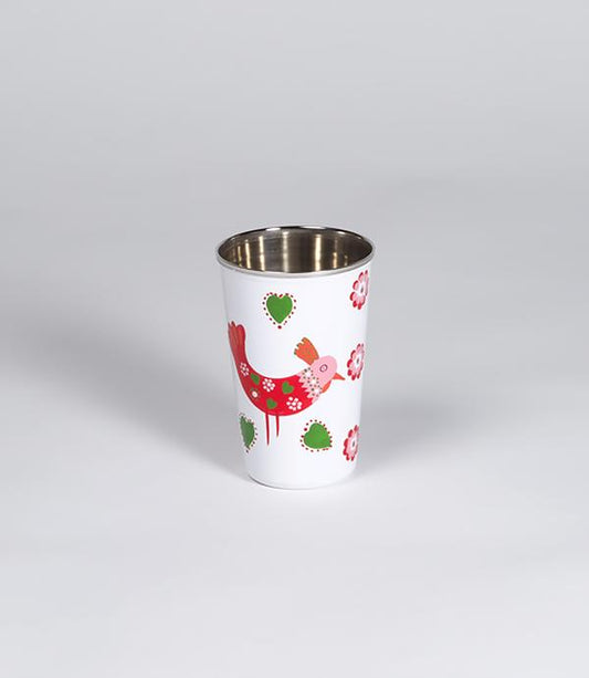 enamel drinking tumbler white chicken design