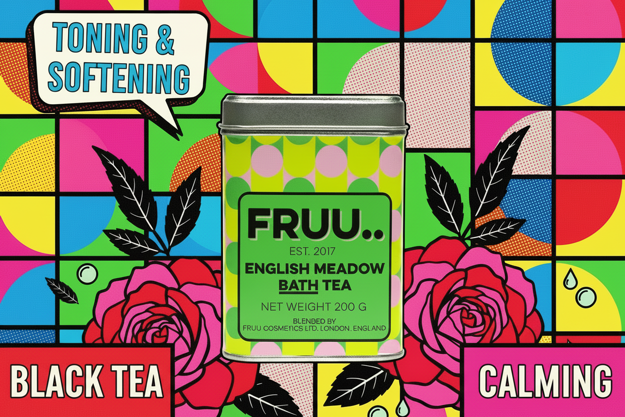 Fruu Bath Tea, English Rose and Geranium Oil,, Relaxing Bath soak, made in London