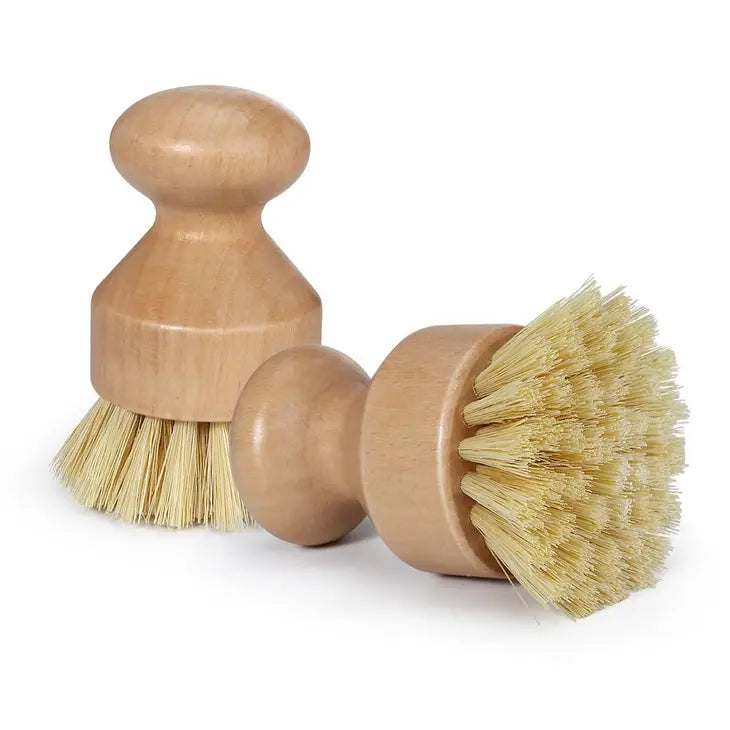 Scrub brush fibre natural wooden handle eco friendly