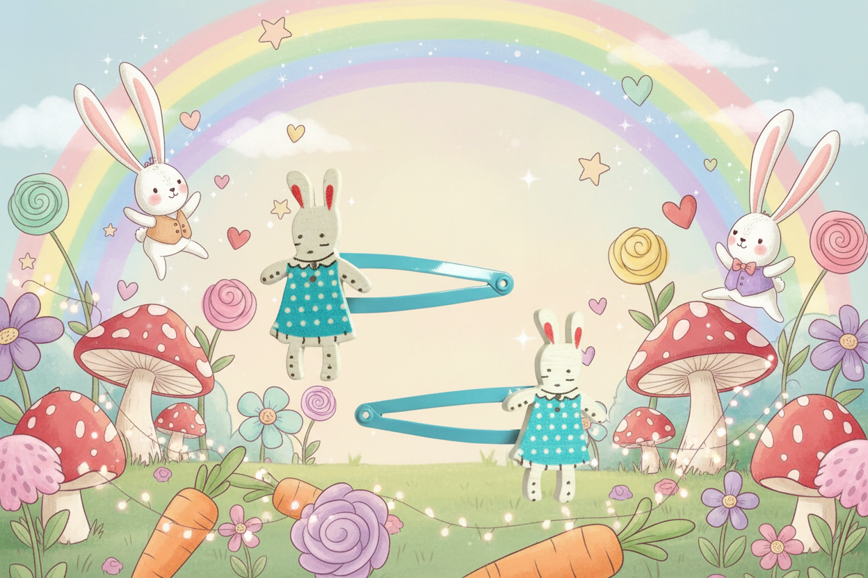 Rabbit Shaped Children's hair clips Blue