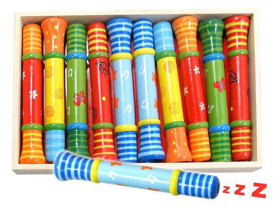 wooden colourful kids toy whistle