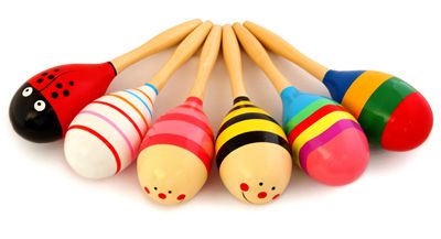 wooden kids  colorful toy maraca 