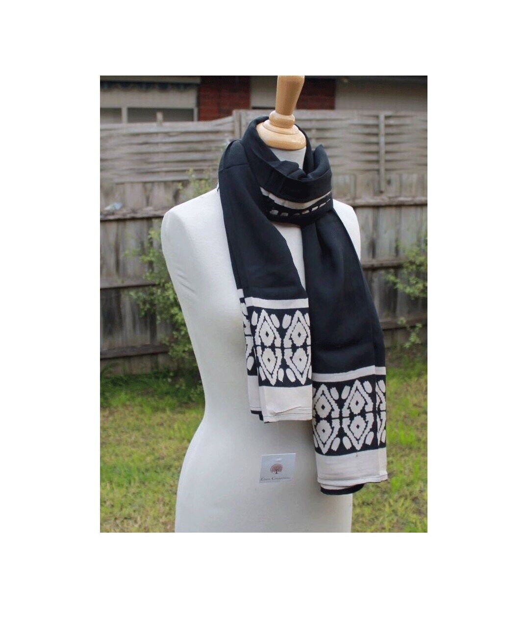 rayon black and white fashion scarf