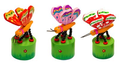 colorful wooden push up butterfly toy