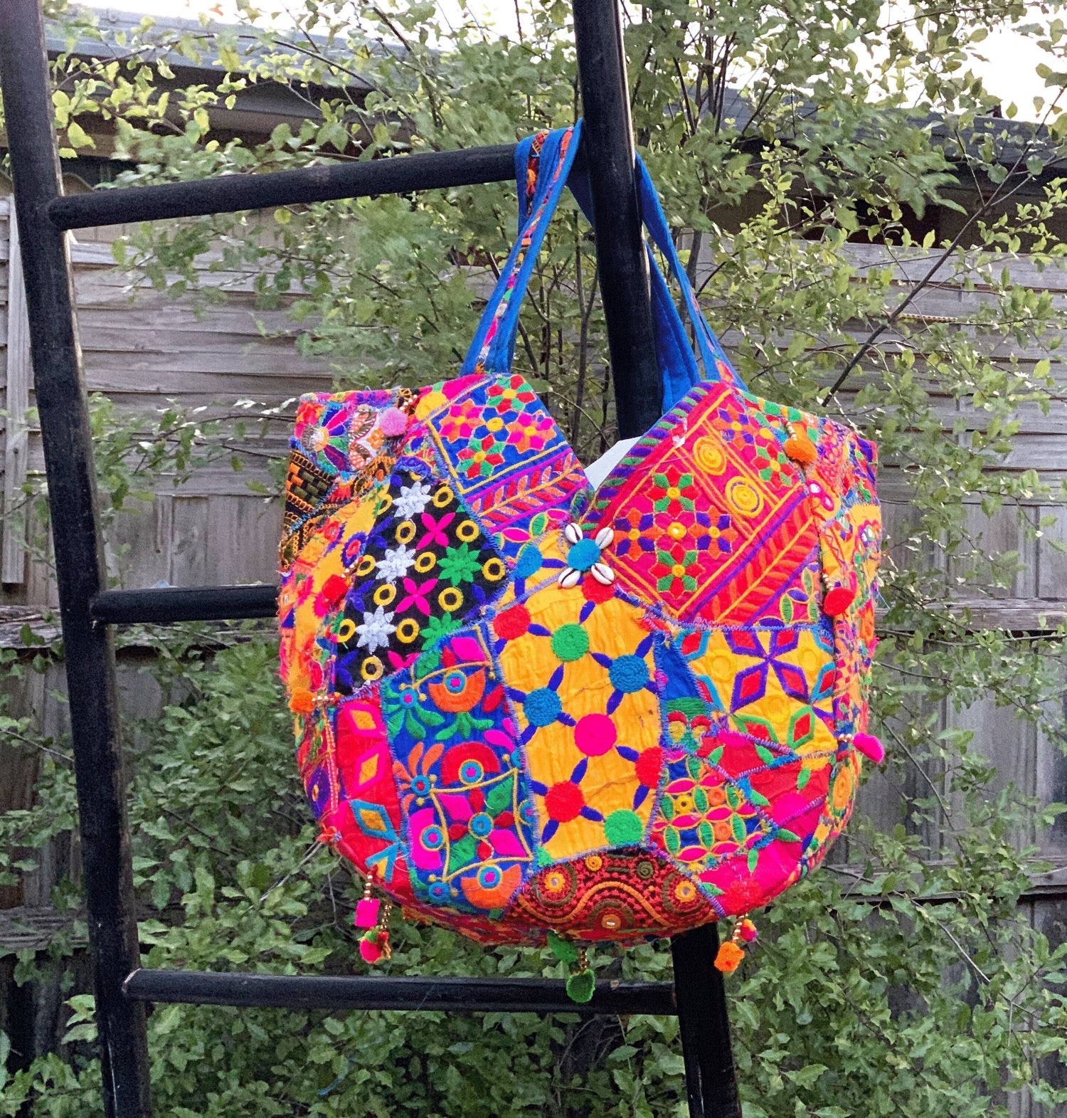 large patchwork tote bag, indian fairtrade made
